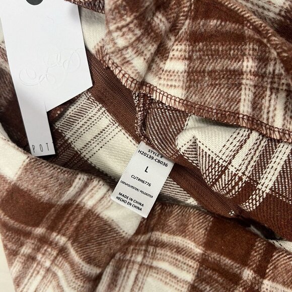 Potter's Pot Mini Skirt Size Large Juniors Rusty Plaid Fleece Back Zip Hem Slit - Picture 6 of 7